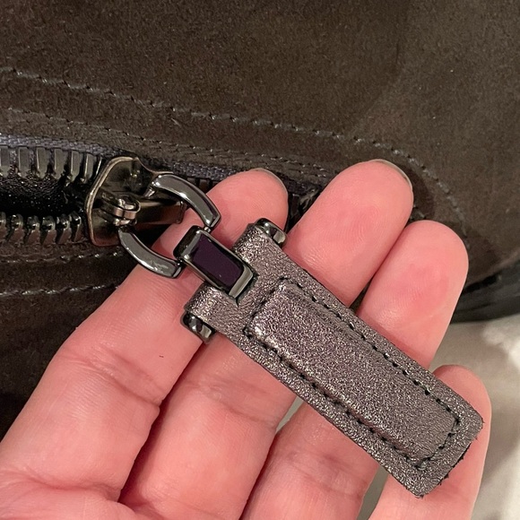 Aquatalia “Ilenia” Dark Grey Heeled Boots with Side Zipper. Metallic Accents. - Picture 5 of 13